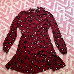 Shein Long sleeve keyhole back dress, leopard print